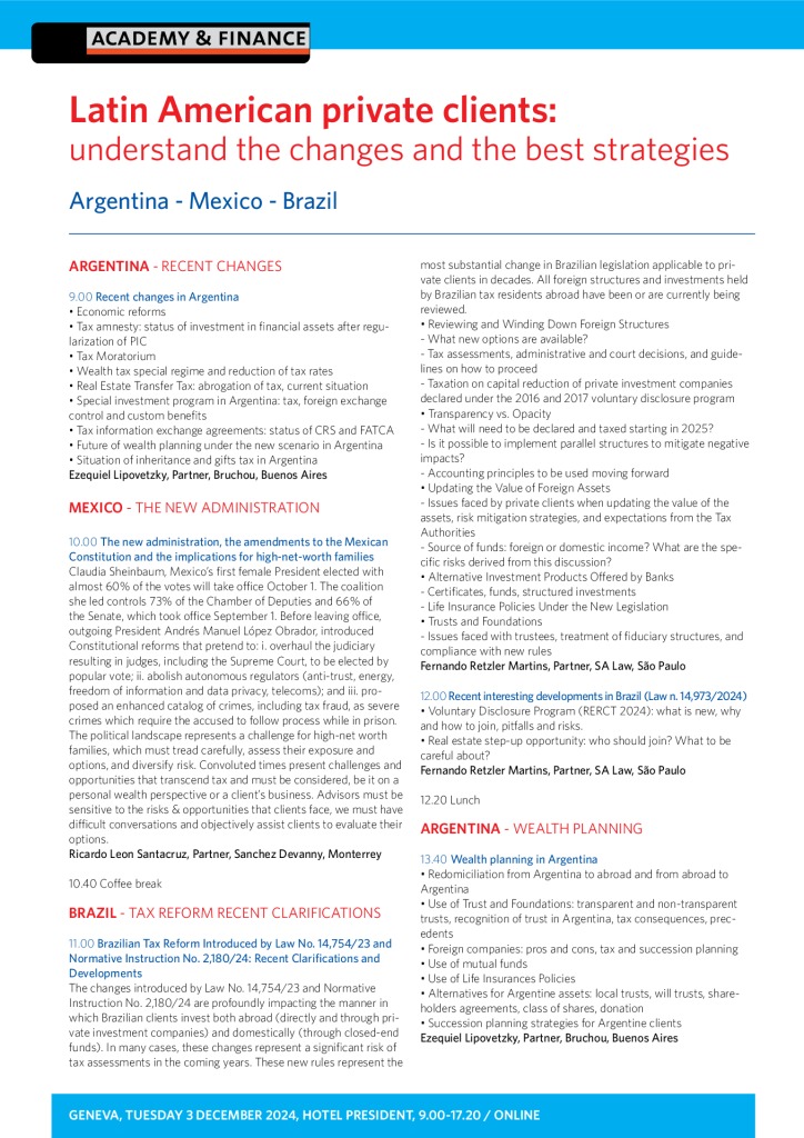 AF 1378 Latam private clients – Geneva 3 December 2024
