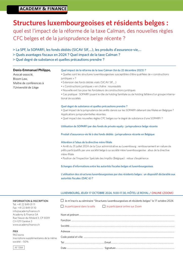 AF 1384 Structures luxembourgeoises et résidents belges – Luxembourg 17 octobre 2024 2