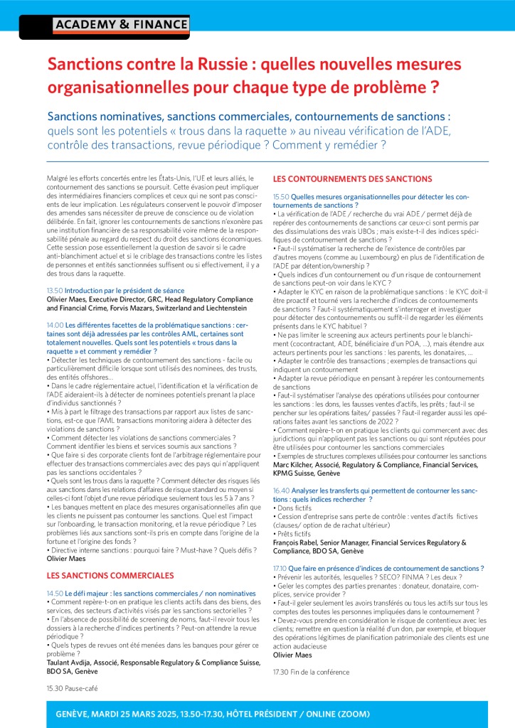 AF 1404 Sanctions – Genève 25 mars 2025