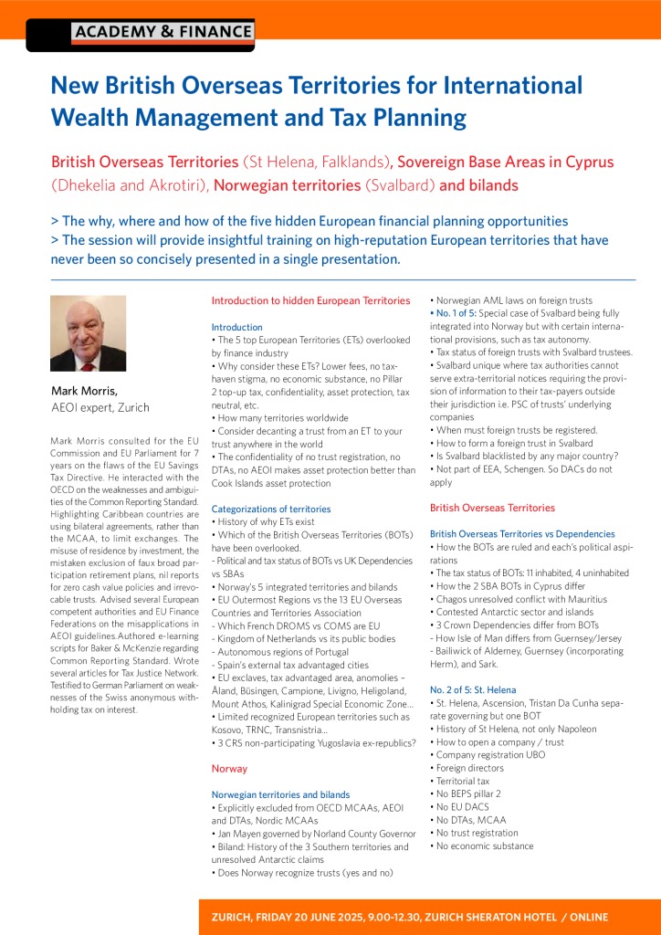 AF 1418 New British Overseas Territories for International Wealth Management and Tax Planning – Zurich 20 June 2025