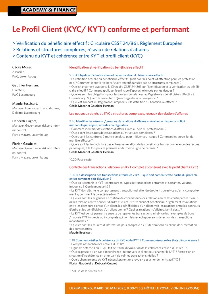 AF 1419 Profil client – Luxembourg 20 mai 2025
