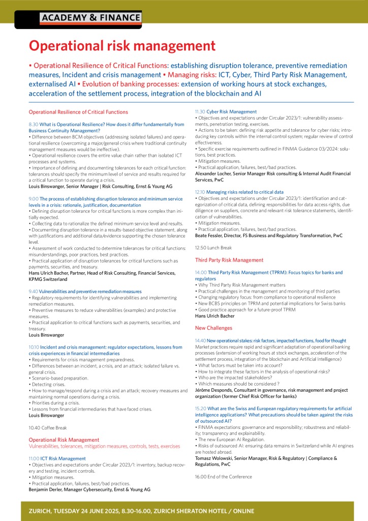 AF 1424 Operational risk management – Zurich 24 June 2025 3