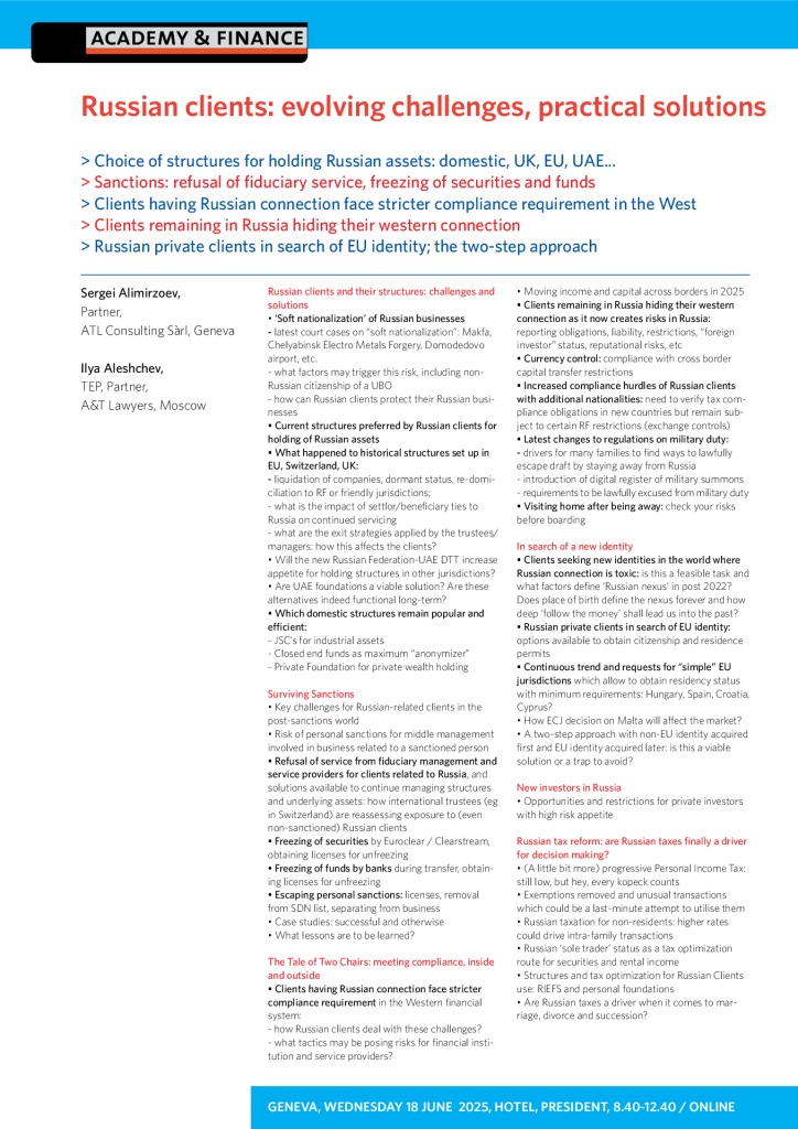 AF 1427 Russian clients – Geneva 18 June 2025