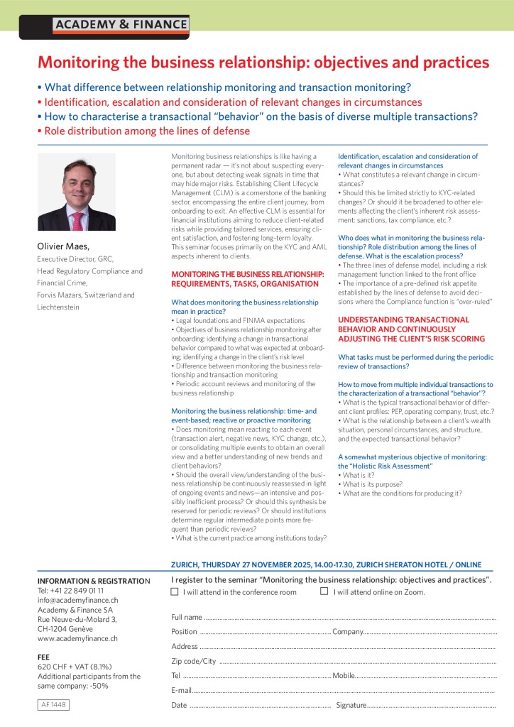AF 1448 Monitoring the business relationship – Zurich 27 November 2025