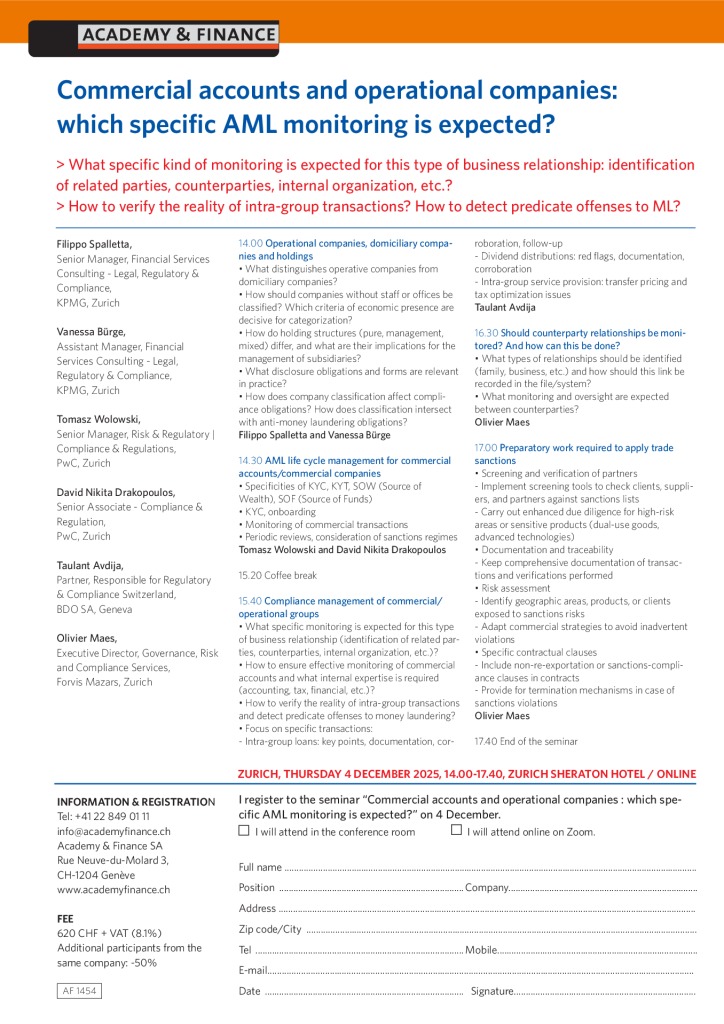 AF 1454 Commercial accounts and operational companies – Zurich 4 December 2025