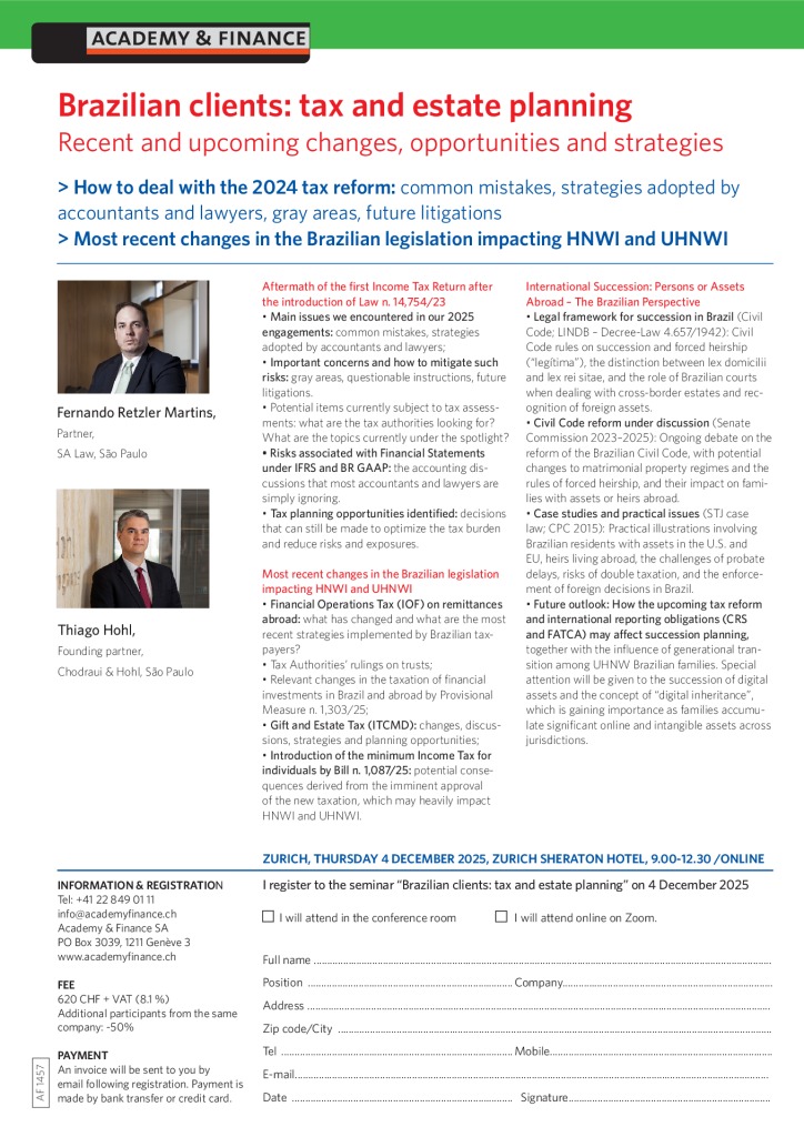 AF 1457 Brazilian clients tax and estate planning – Zurich 4 December 2025