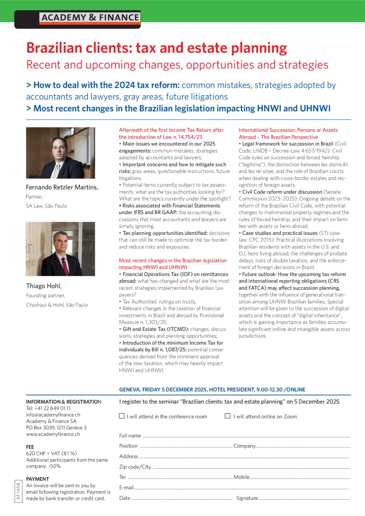 AF 1458 Brazilian clients tax and estate planning – Geneva 5 December 2025