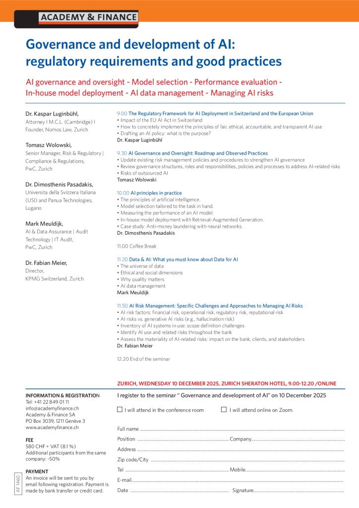 AF 1460 Governance and development of AI – Zurich 10 December 2025