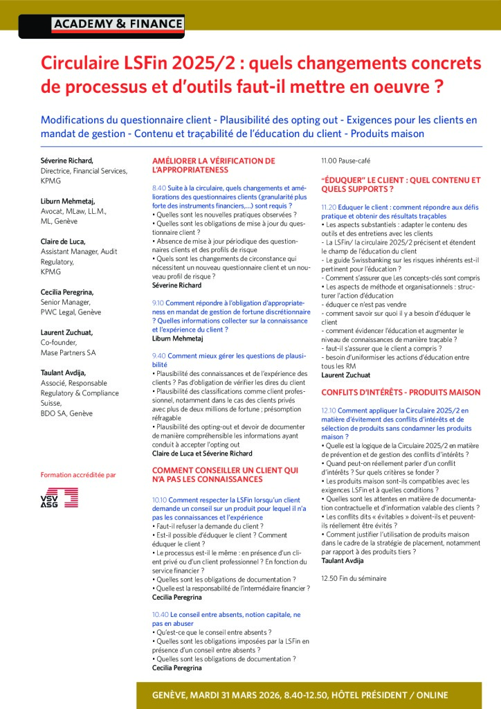 AF 1450 Circulaire LSFin – Genève 31 mars 2026