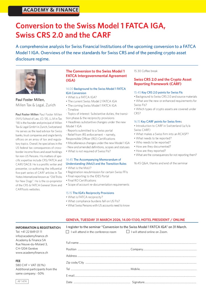 AF 1474 FATCA – Geneva 31 March 2026
