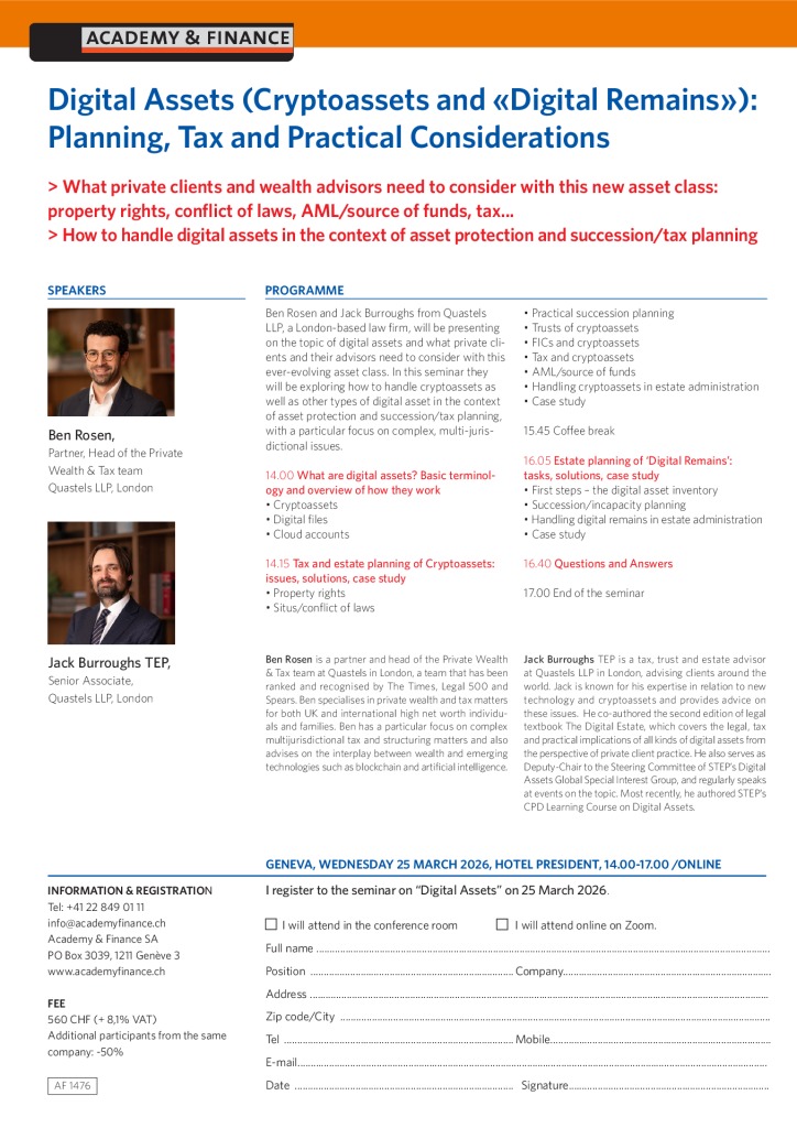AF 1476 Digital assets – Geneva 25 March 2026