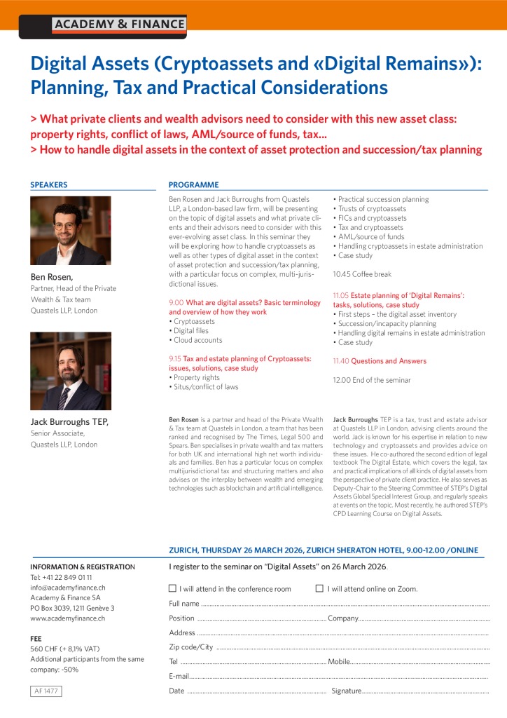 AF 1477 Digital assets – Zurich 26 March 2026