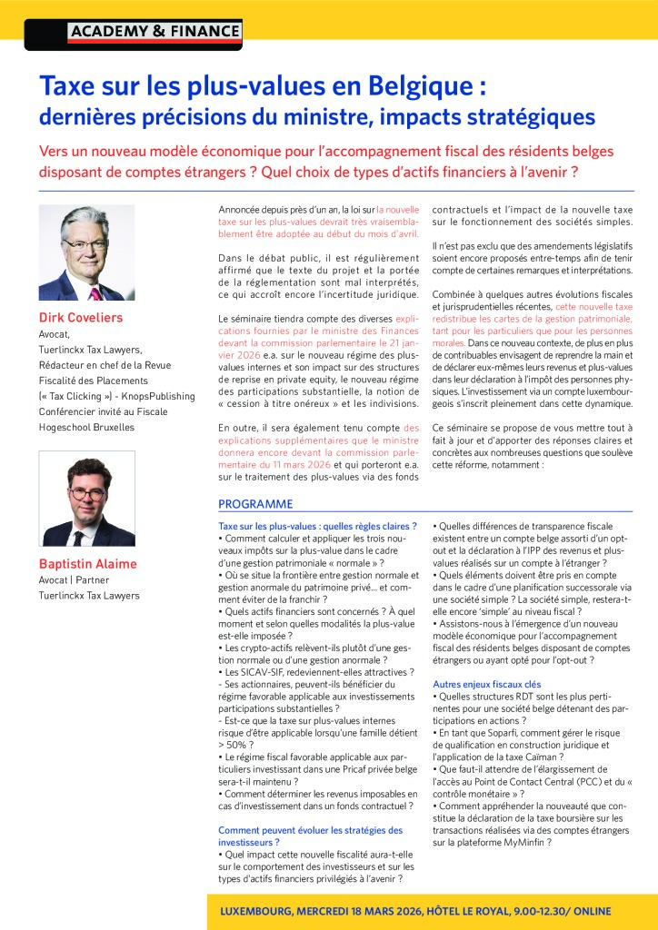 AF 1482 Taxe sur les plus values en Belgique – Luxembourg 18 mars 2026 2