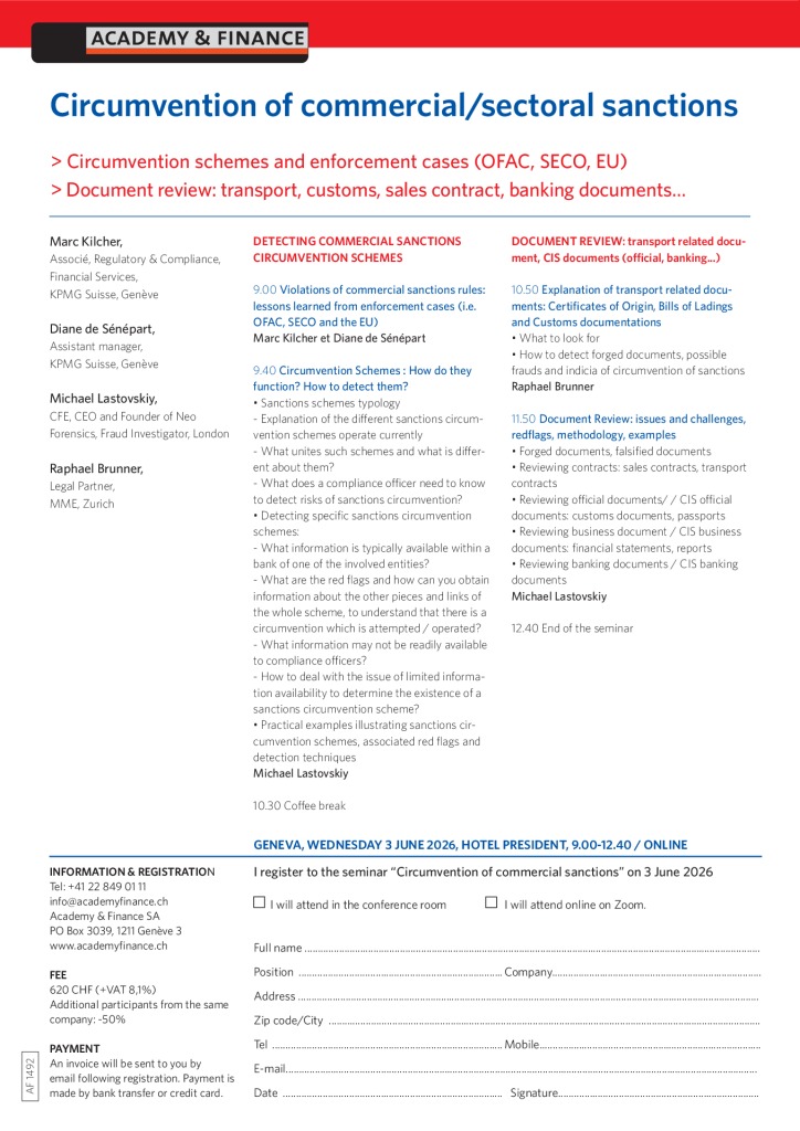 AF 1492 Circumventions of commercial sanctions – Geneva 3 June 2026