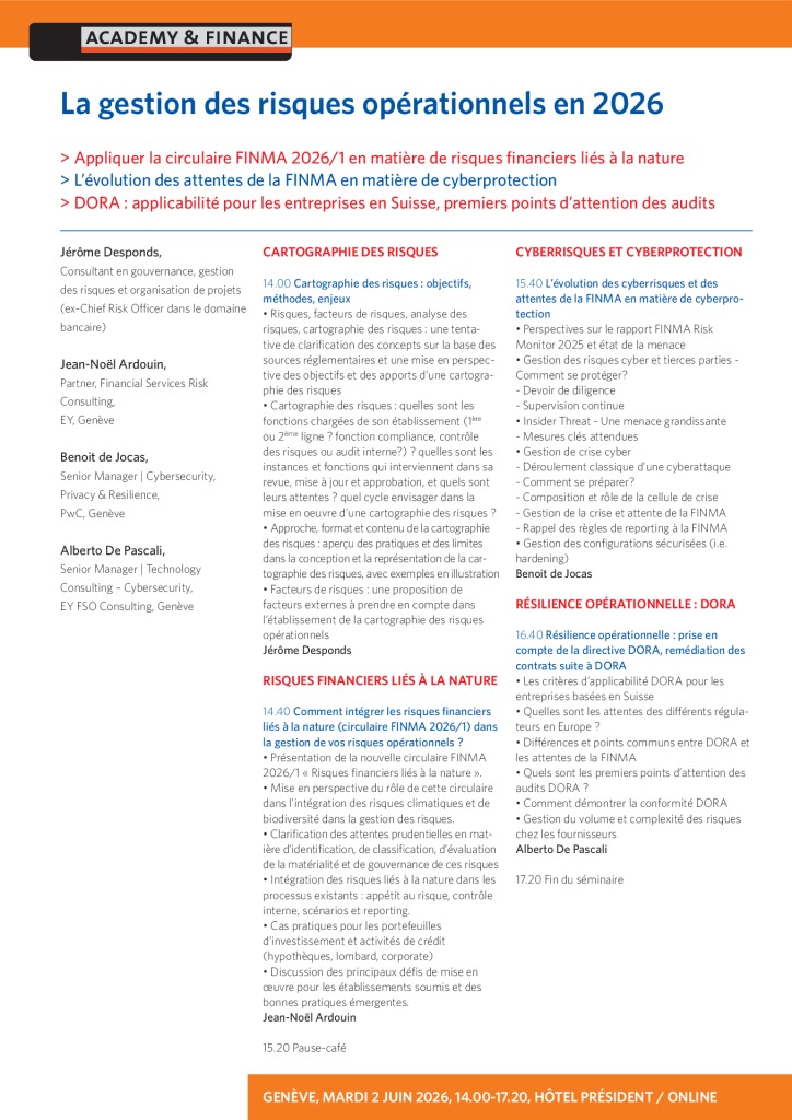 AF 1493 Gestion des risques opérationnels – Genève 2 juin 2026