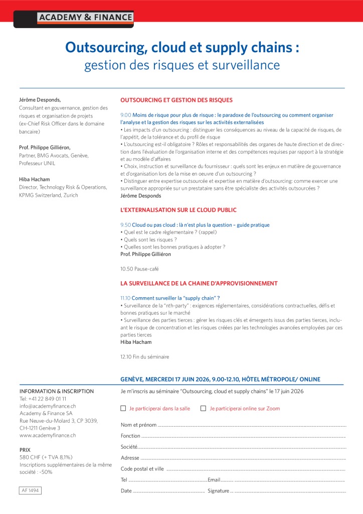 AF 1494 Outsourcing cloud et supply chains – Genève 17 juin 2026