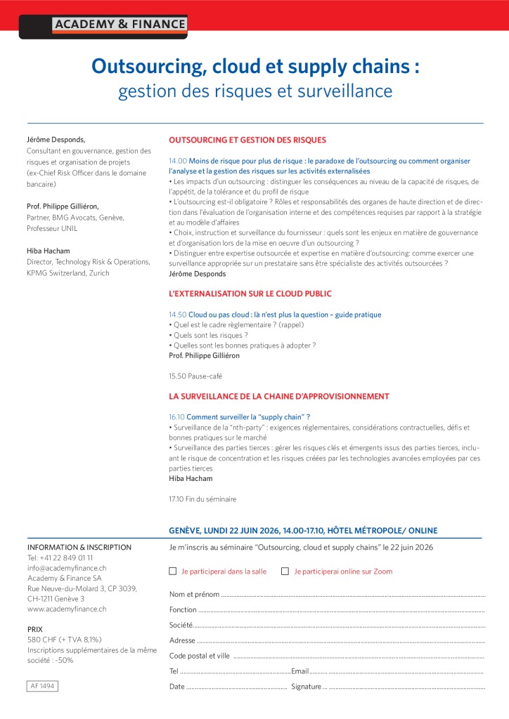 AF 1494 Outsourcing cloud et supply chains – Genève 22 juin 2026