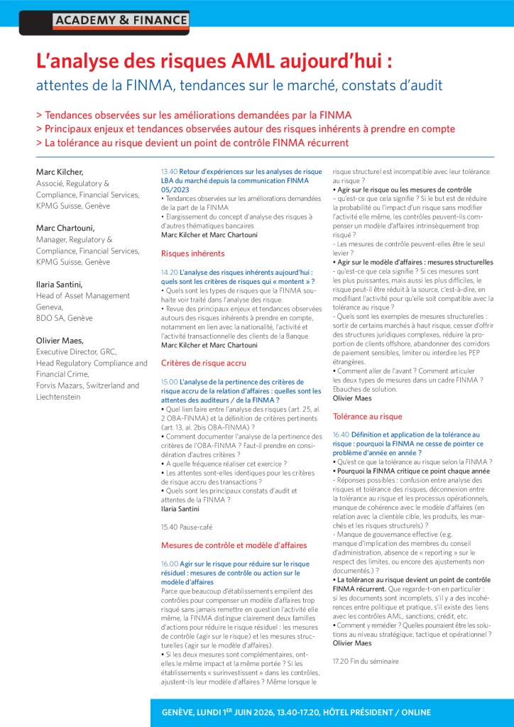 AF 1495 Analyse des risques AML – Genève 1er juin 2026 2