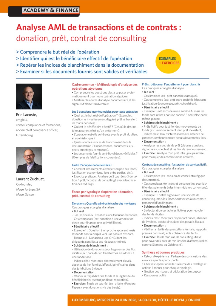 AF 1502 Analyse AML transactions contrats – Luxembourg 24 juin 2026