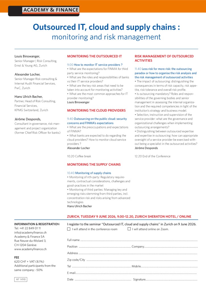 AF 1498 Outsourcing cloud supply chain – Zurich 9 June 2026