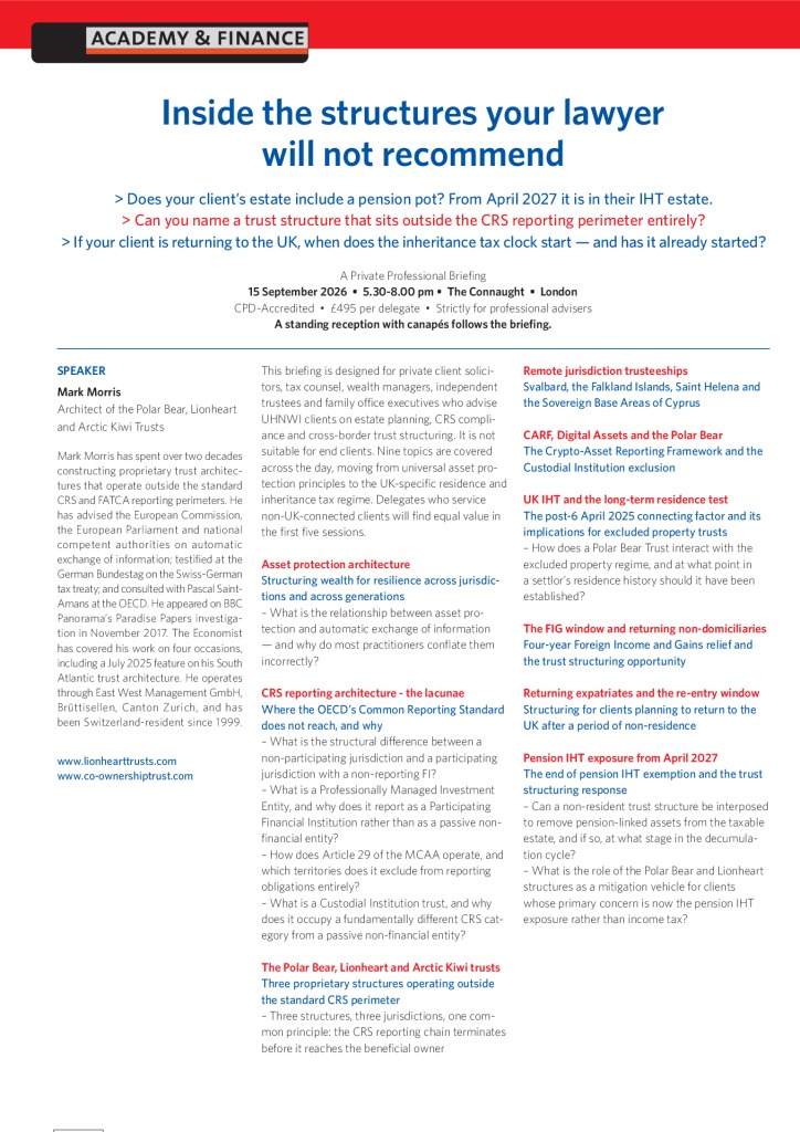AF 1508 Private Professional Briefing- London 15 September 2026