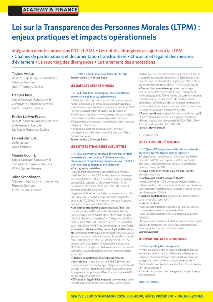 AF 1518 LTPM – Genève 5 novembre 2026