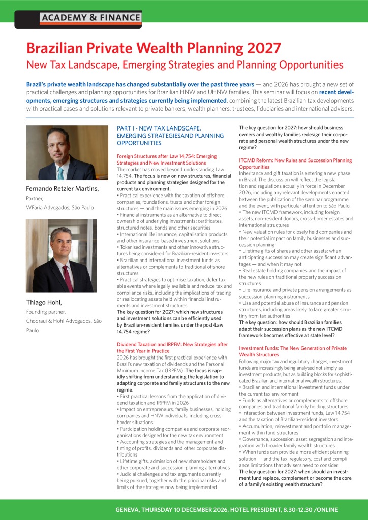 AF 1532 Brazilian private wealth planning 2027 – Geneva 10 December 2026