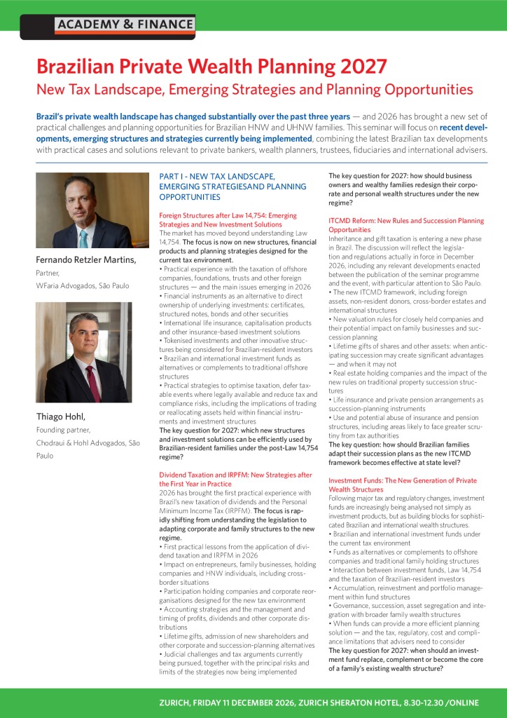 AF 1533 Brazilian private wealth planning 2027 – Zurich 11 December 2026